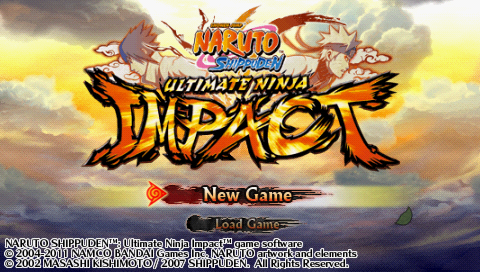 Naruto Shippuden: Ultimate Ninja Impact title screen for PSP